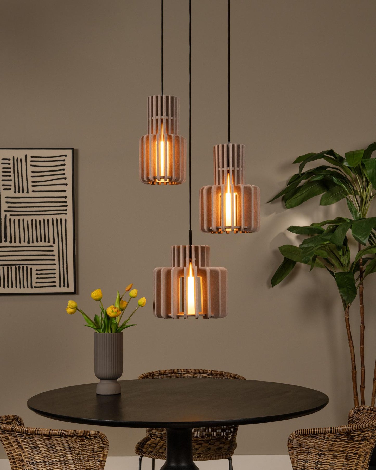 Hanglamp Rollo taupe 3-lichts 3xE27