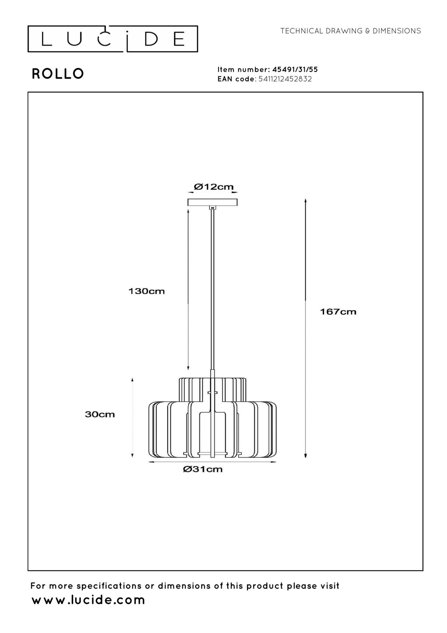 Hanglamp Rollo terra 31cm E27