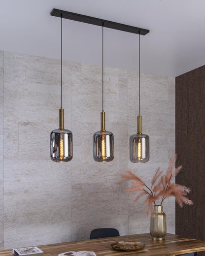 Hanglamp Joanet messing-smoke 3-lichts E27