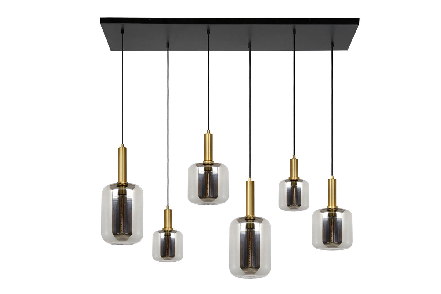 Hanglamp Joanet messing-smoke 6-lichts E27