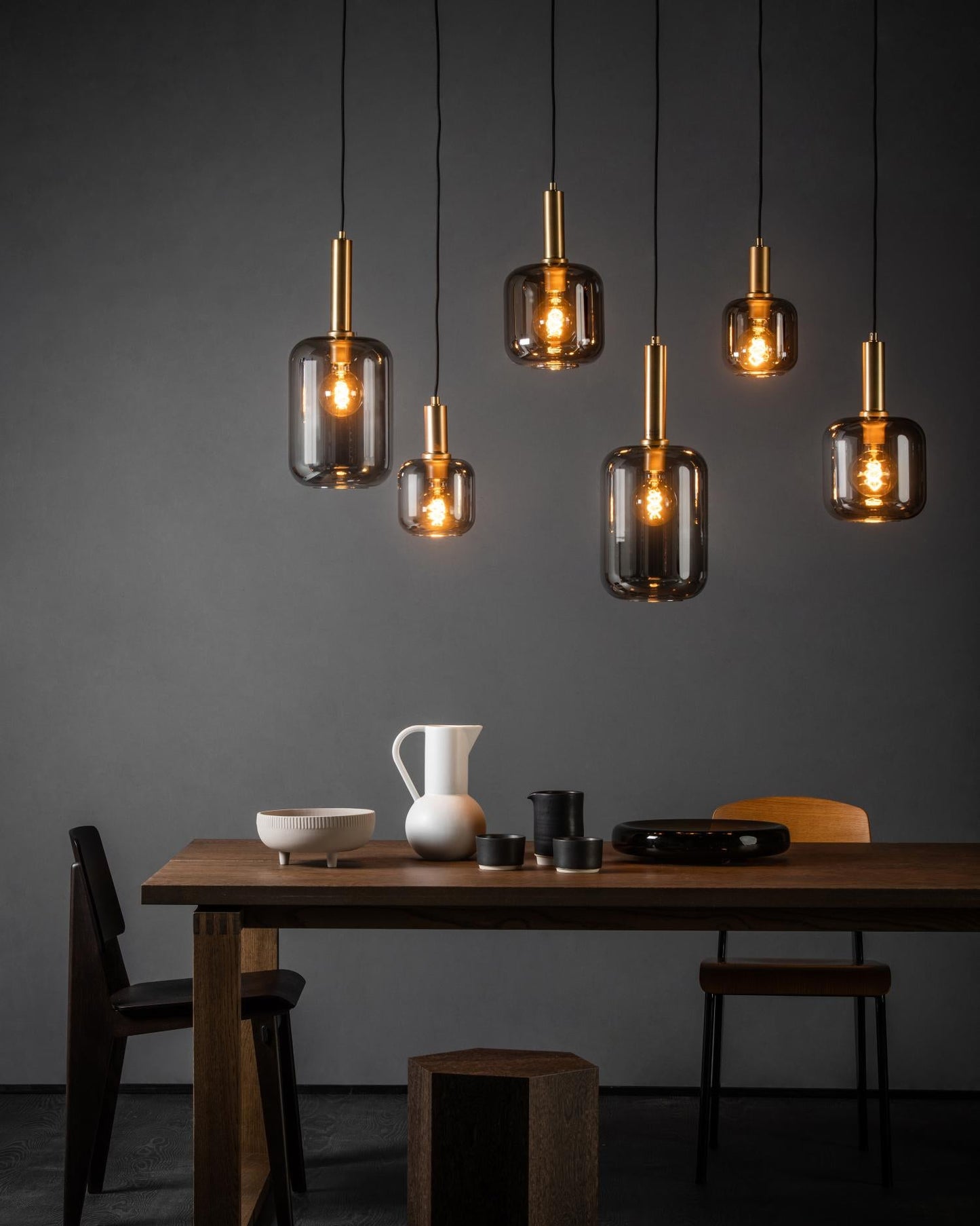 Hanglamp Joanet messing-smoke 6-lichts E27