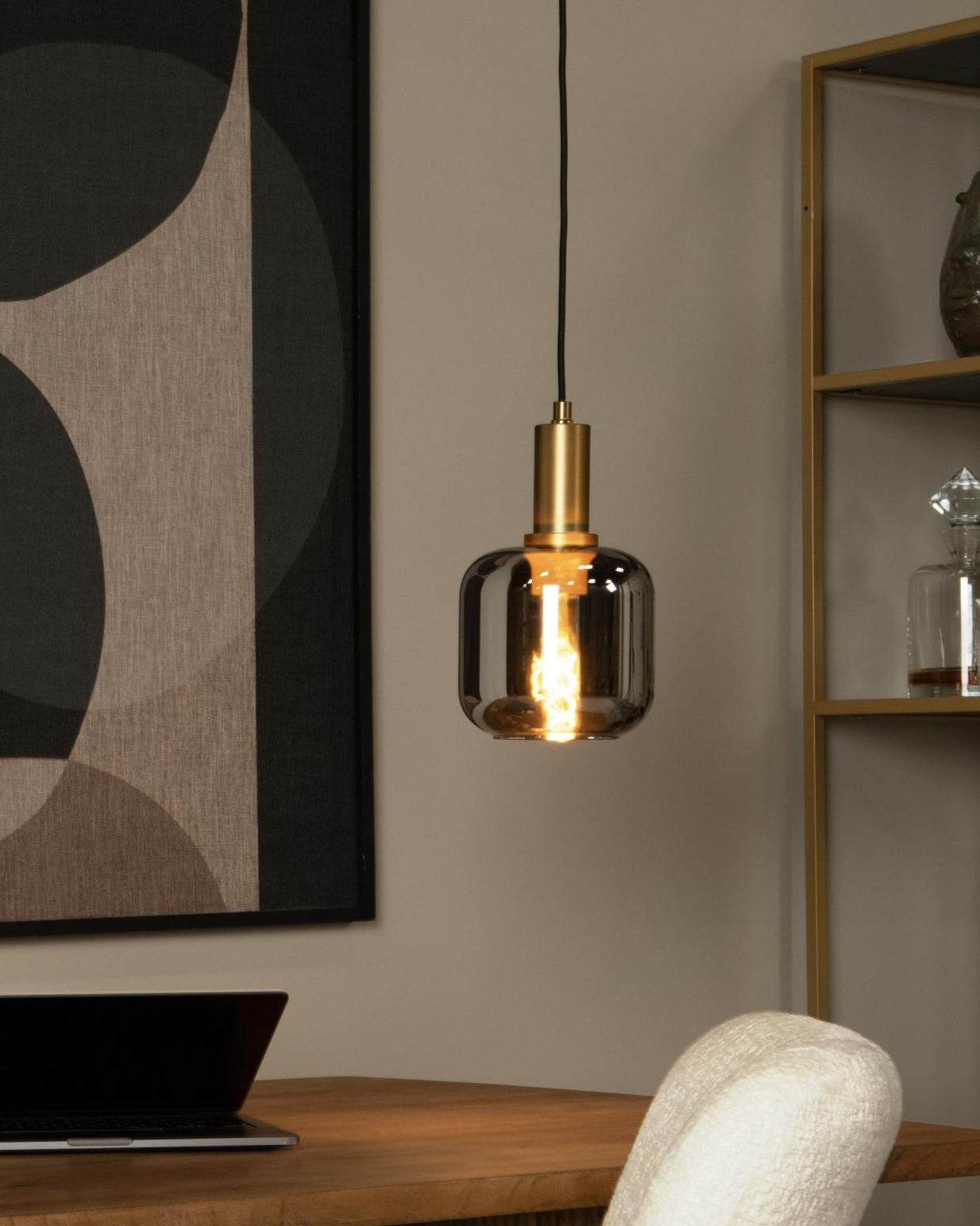 Hanglamp Joanet messing-smoke E27