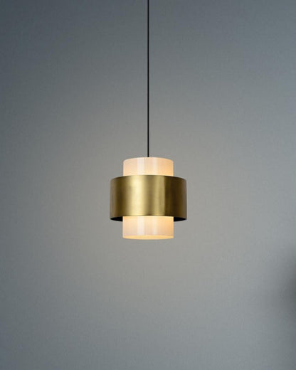 Hanglamp Fermin Messing-opaal glas E27