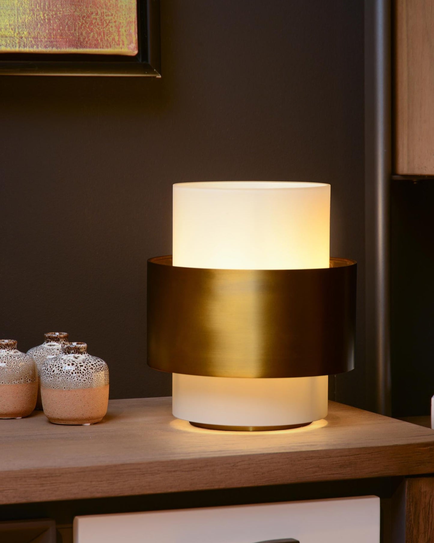 Tafellamp Firmin Messing-opaal glas E27