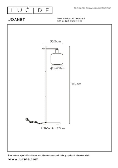 Vloerlamp Joanet zwart-goud E27