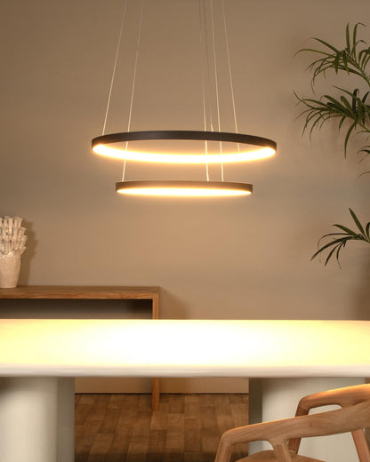 Hanglamp Vidal ringen 2-lichts zwart dimbaar