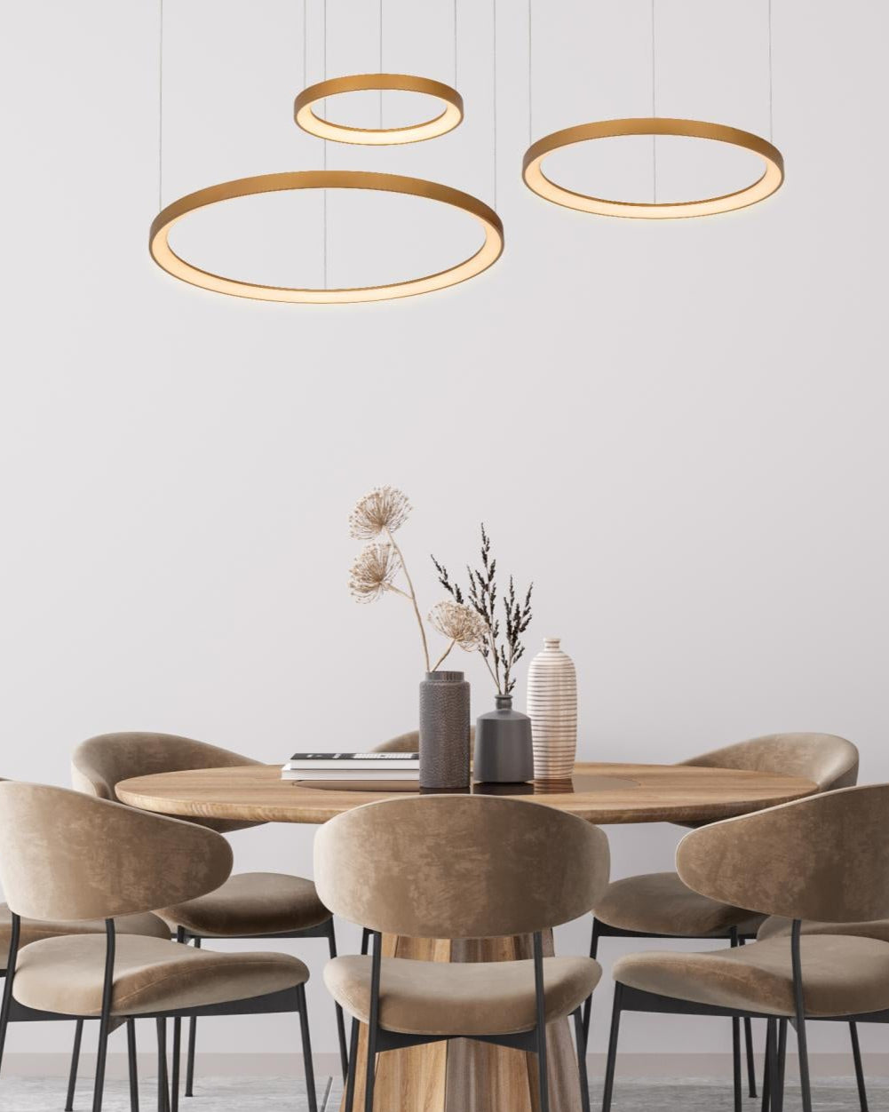 Hanglamp Vidal ringen 3-lichts goud dimbaar