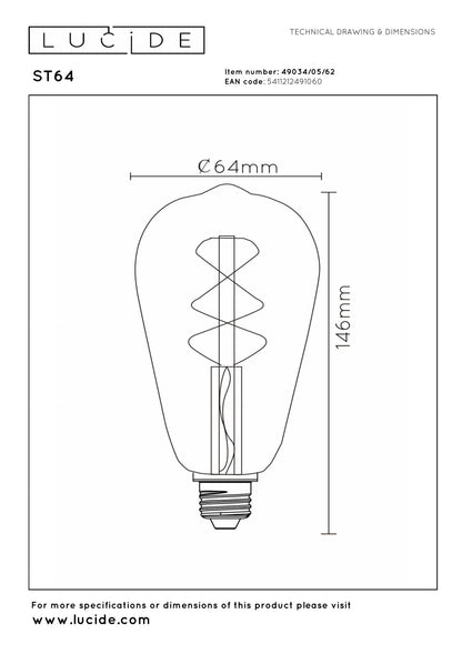 Lucide Edison gold 4,9W E27 dimbaar LED