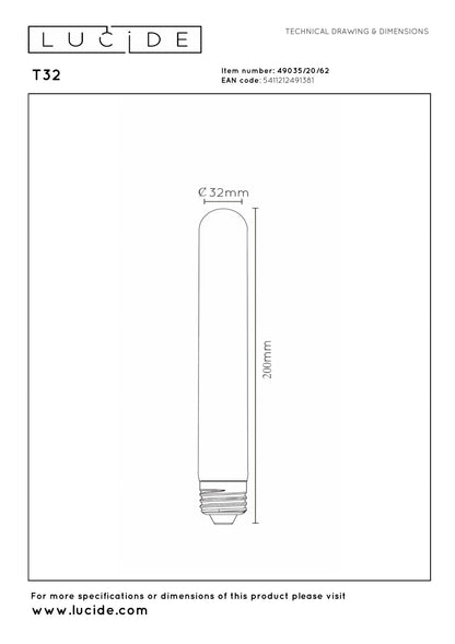 Lucide buislamp 20cm gold 4,9W E27 dimbaar LED