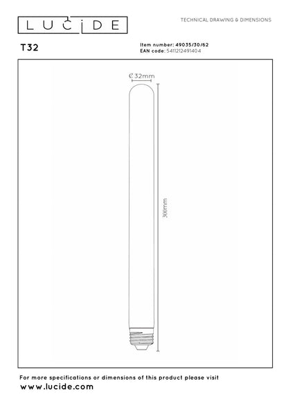 Lucide buislamp 30cm gold 4,9W E27 dimbaar led