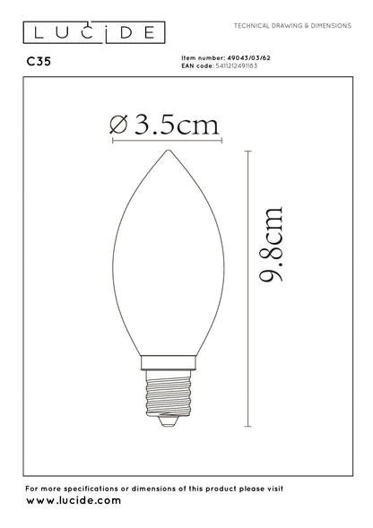 Lucide candle gold 3W E14 dimbaar LED