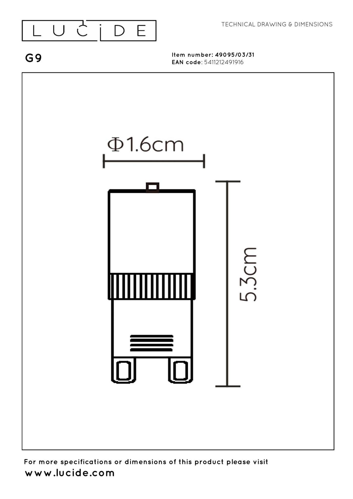 Lucide 3,5W G9 dimbaar LED
