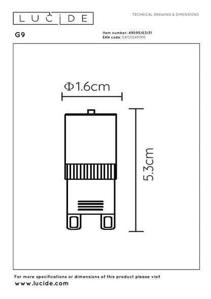 Lucide 3,5W G9 dimbaar LED