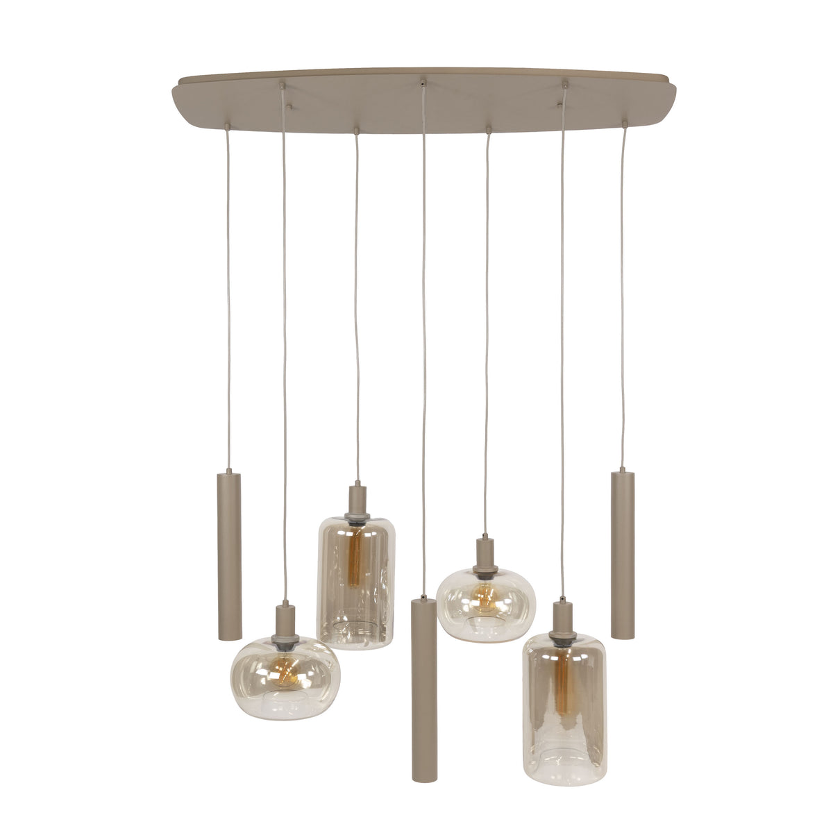 Hanglamp Serene 4+3-lichts / Beige
