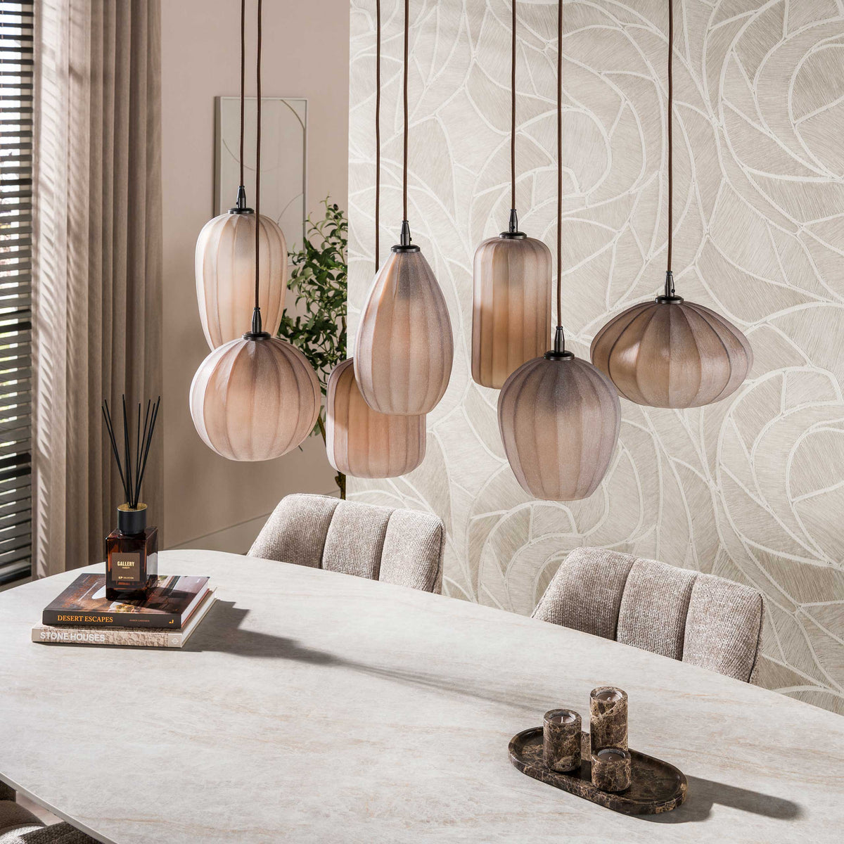 Hanglamp Altura 7-lichts / Sienna bruin-frosted
