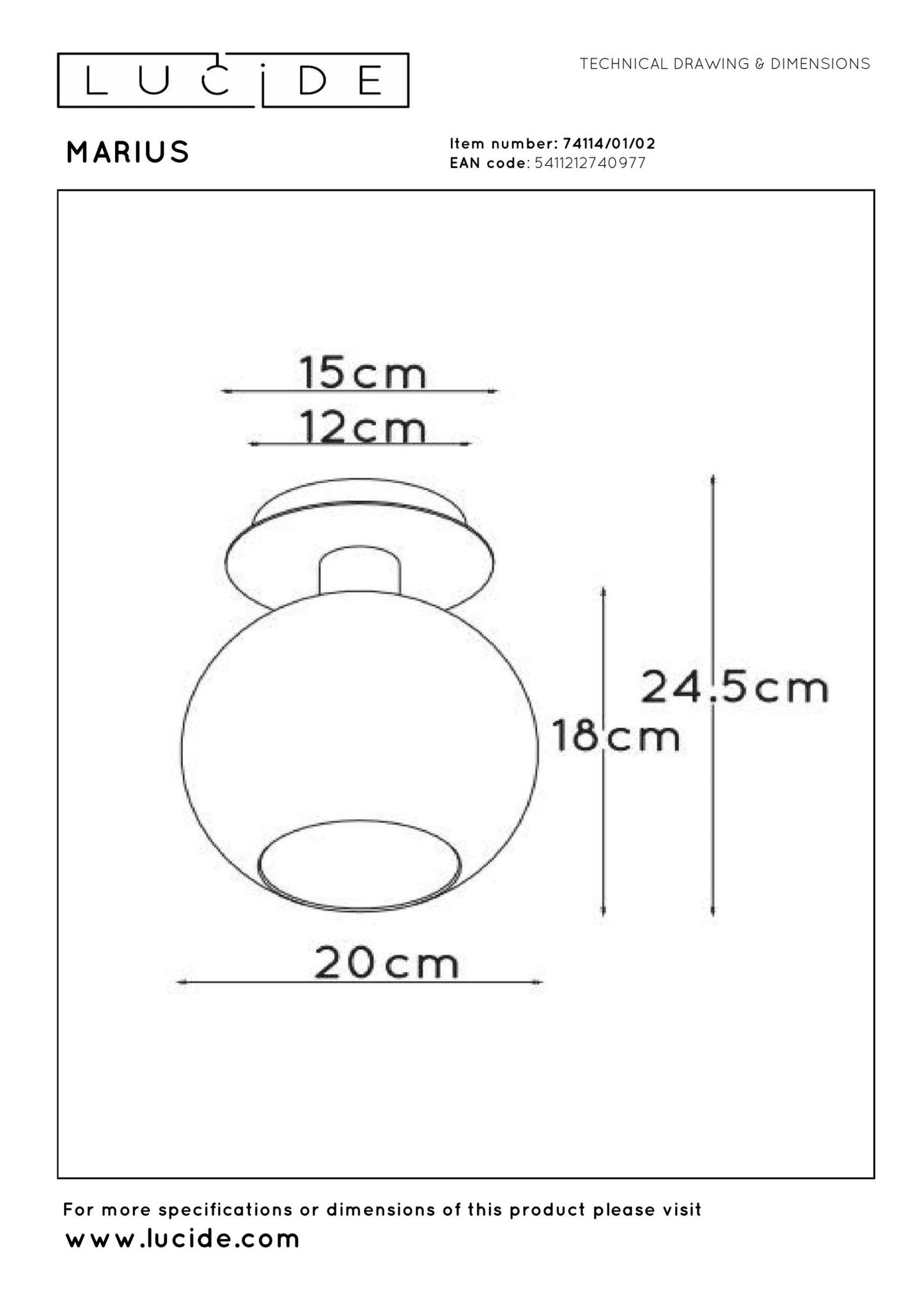 Plafondlamp Marius messing E27