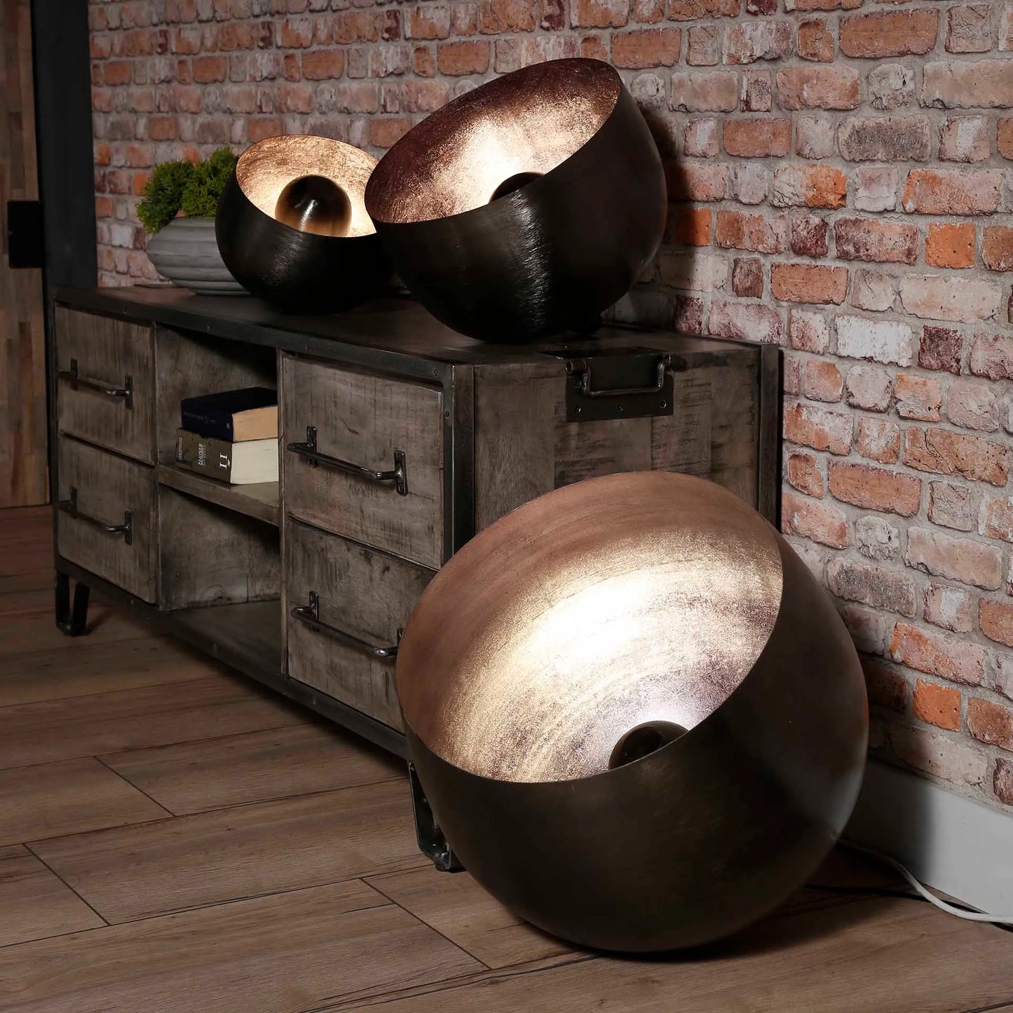 Tafel- vloerlamp Basket L bruin