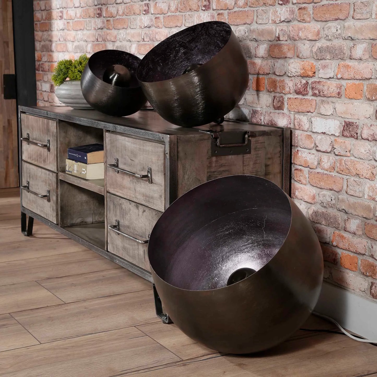 Tafel- vloerlamp Basket L bruin