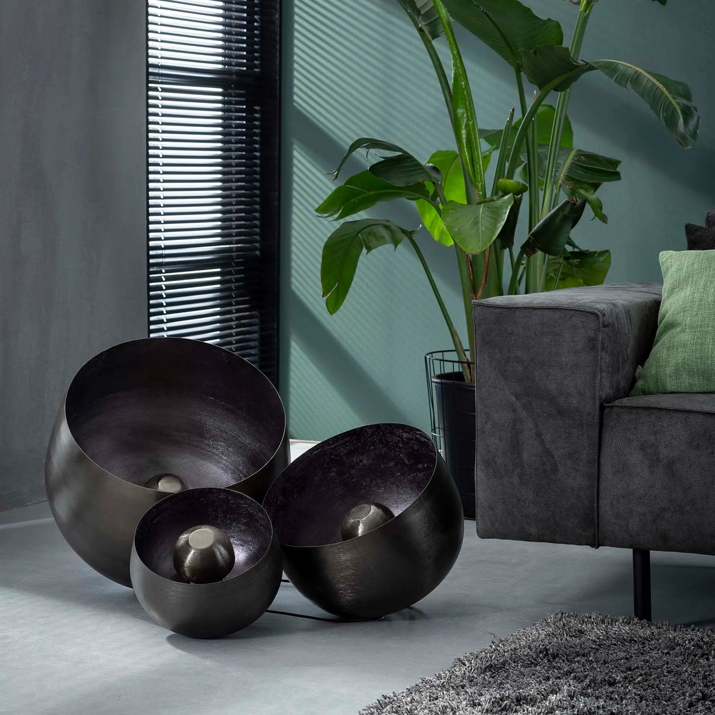 Tafel- vloerlamp Basket L bruin
