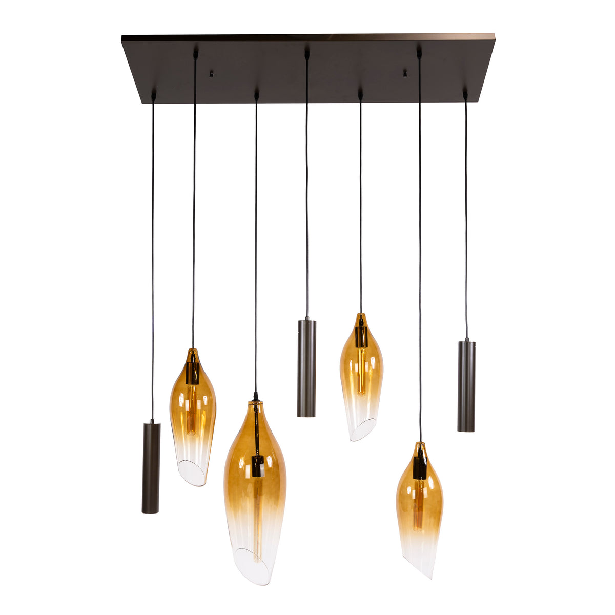 Hanglamp Cocoon pendel 4+3-lichts / Sienna bruin-shaded