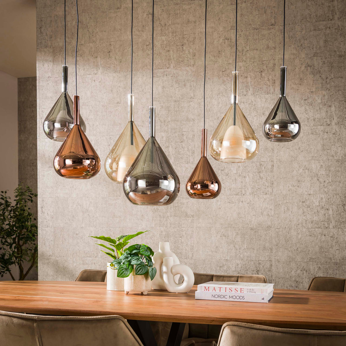 Hanglamp Wings 4+3-lichts / Zwart
