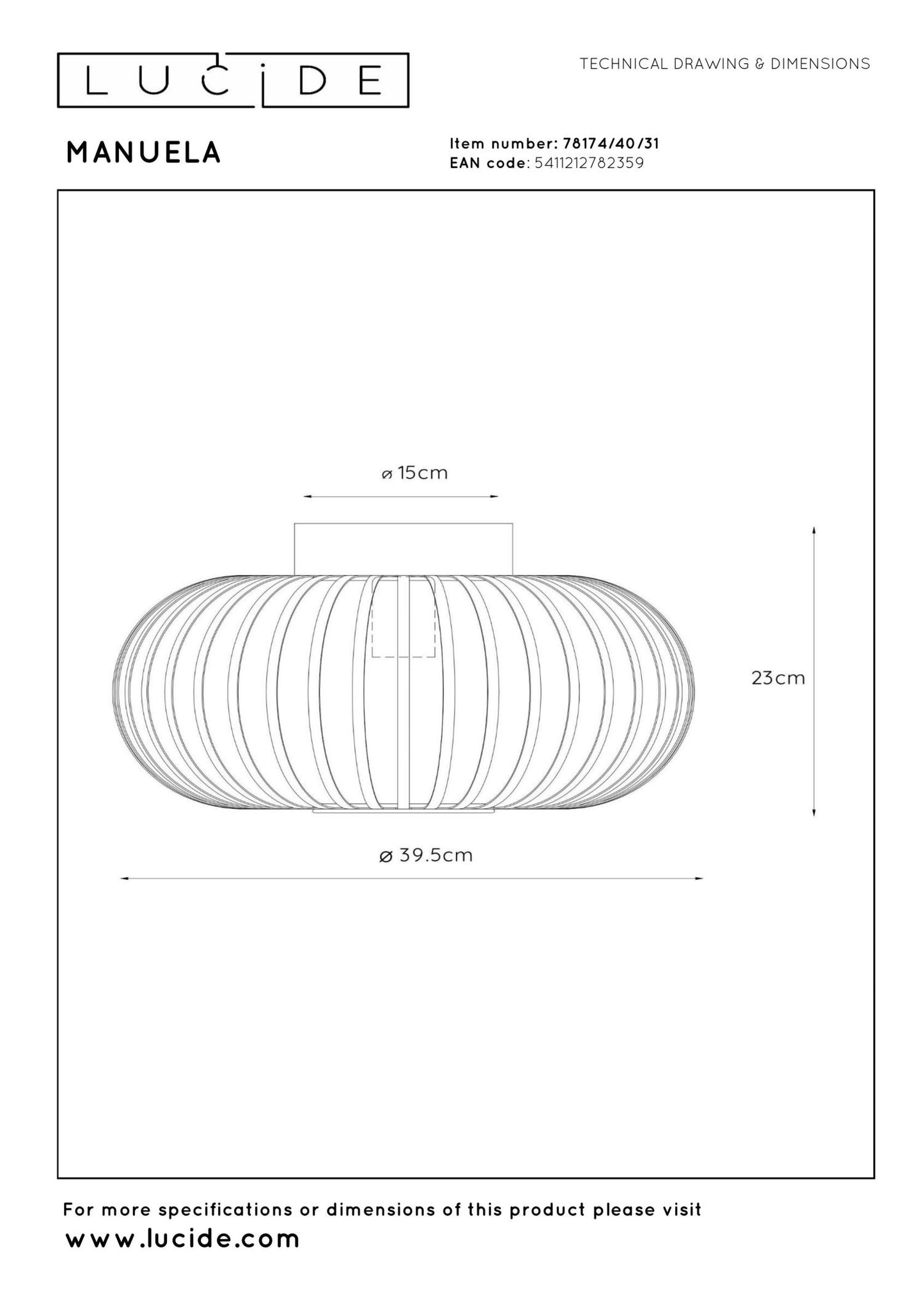 Plafondlamp Manuela wit E27