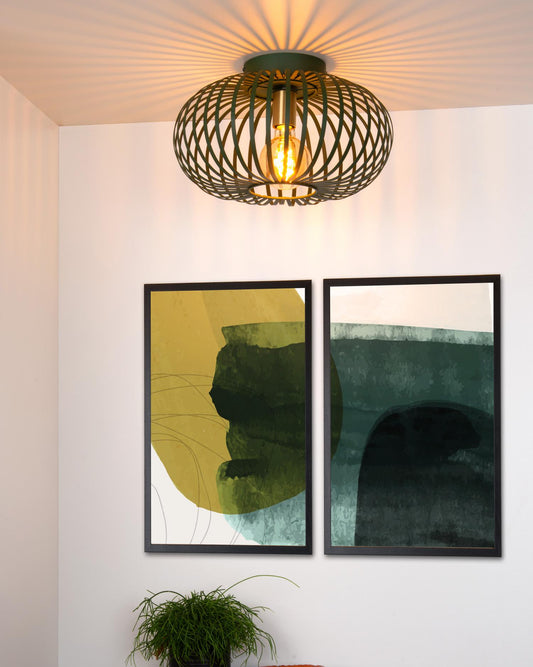 Plafondlamp Manuela zwart-goud E27