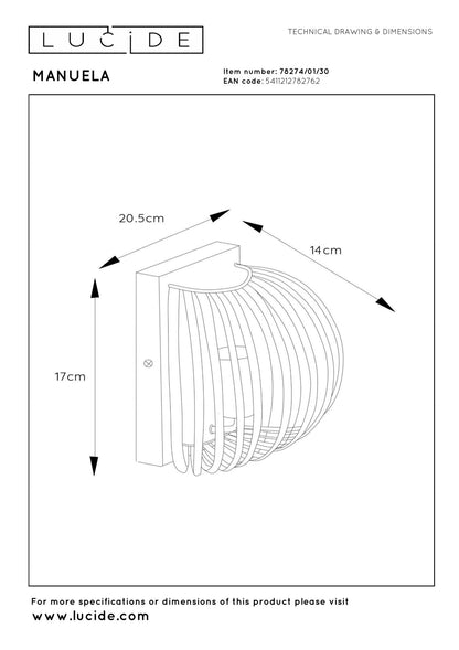 Wandlamp Manuela zwart E14