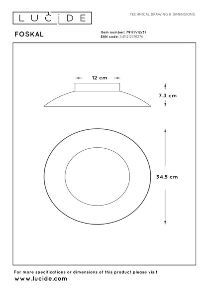 Plafondlamp Foskal wit incl. LED