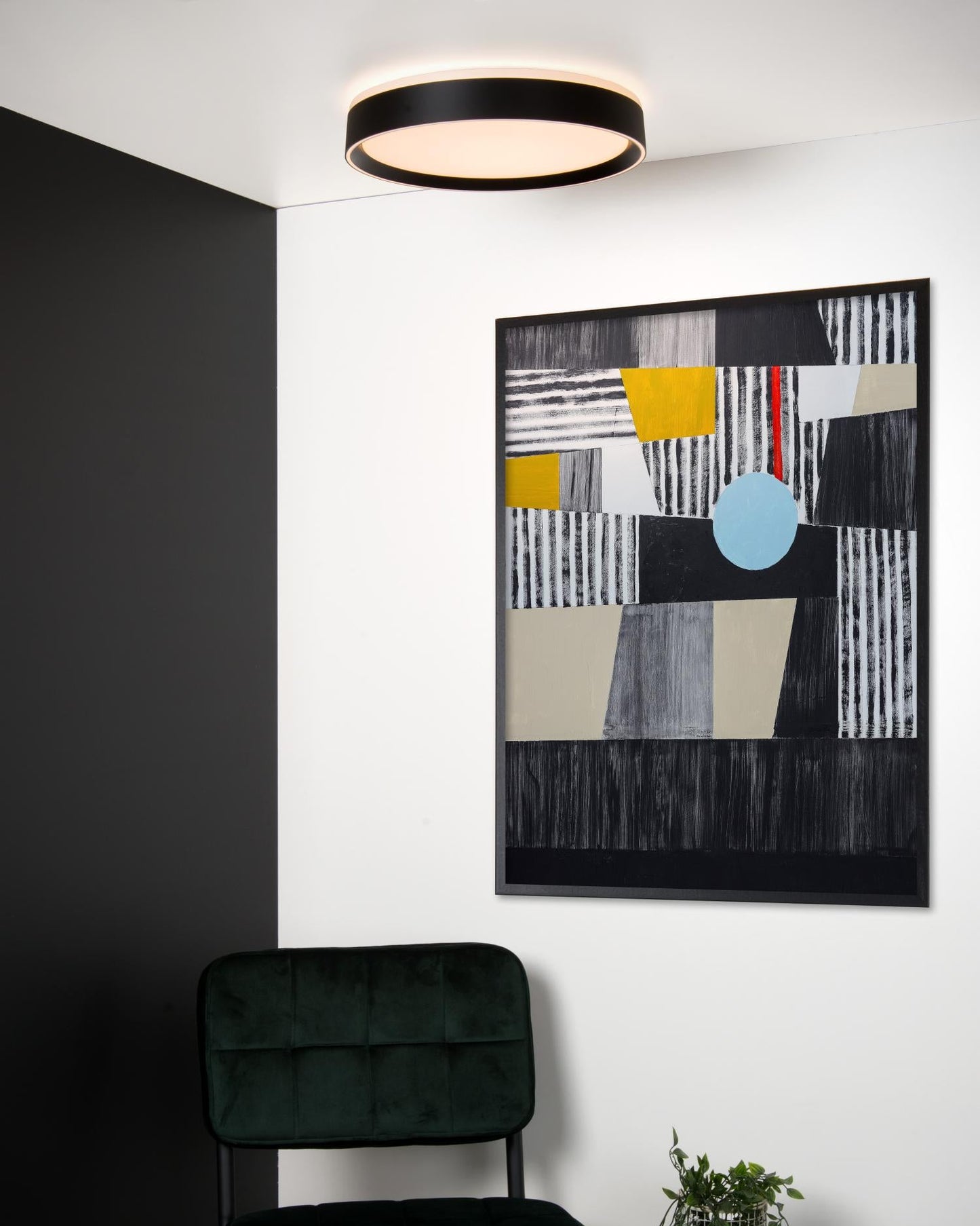 Plafondlamp Nuria zwart M incl. LED 3-standen