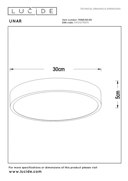 Plafondlamp Unar zwart S incl. LED 3-standen