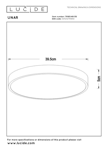Plafondlamp Unar zwart M incl. LED 3-standen