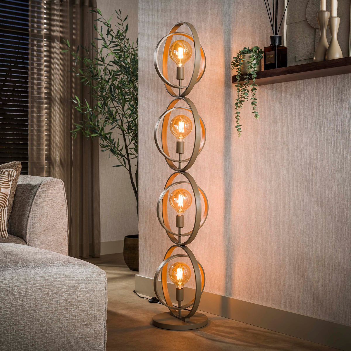 Vloerlamp Turn Around 4-lichts / Beige