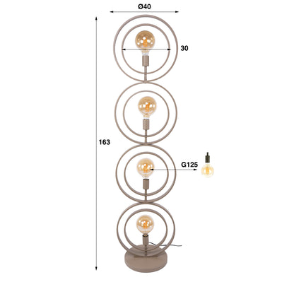 Vloerlamp Turn Around 4-lichts / Beige