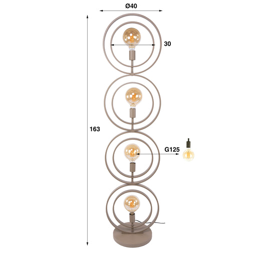 Vloerlamp Turn Around 4-lichts / Beige