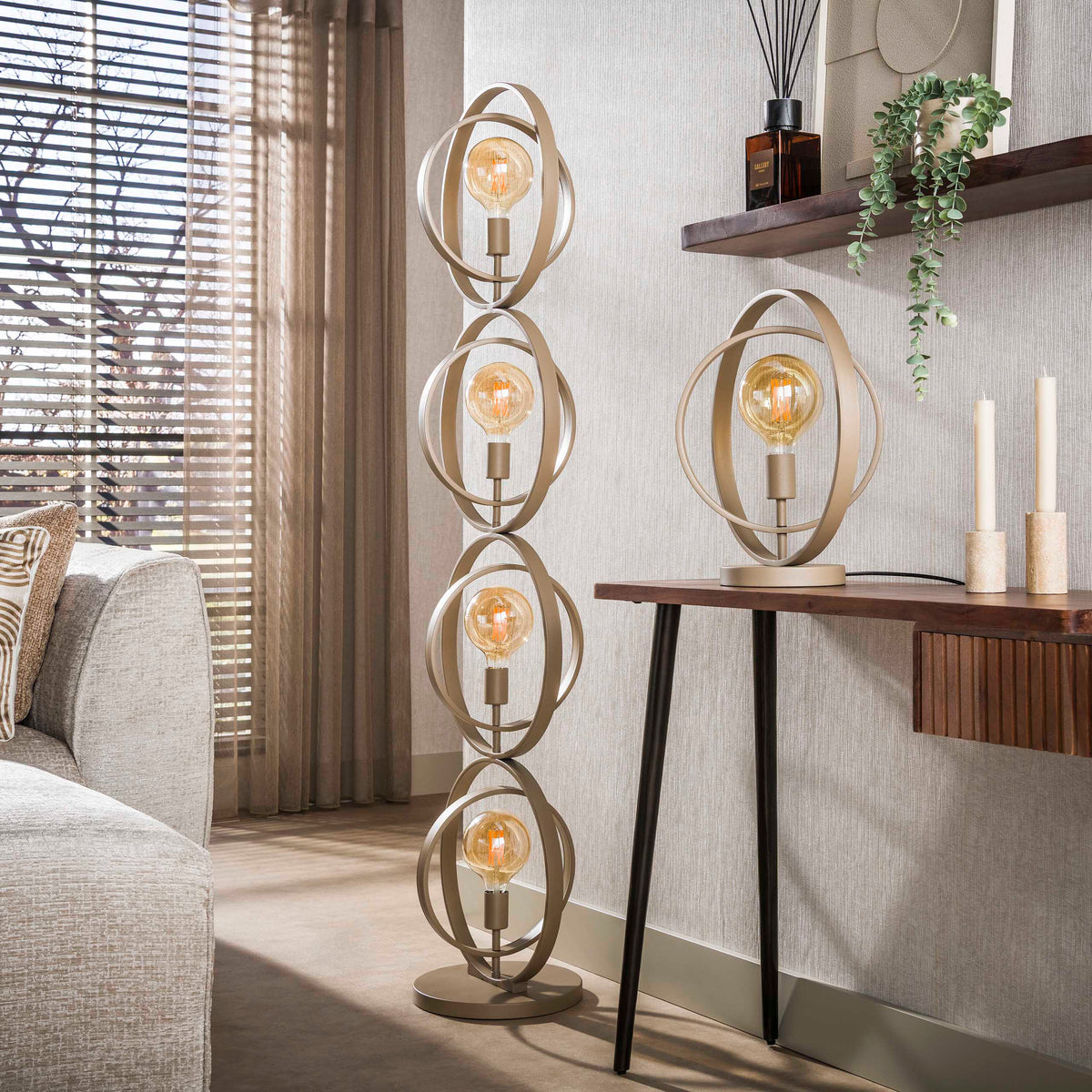 Vloerlamp Turn Around 4-lichts / Beige