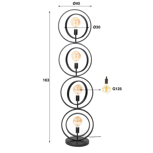 Vloerlamp Turn Around 4-lichts / Charcoal