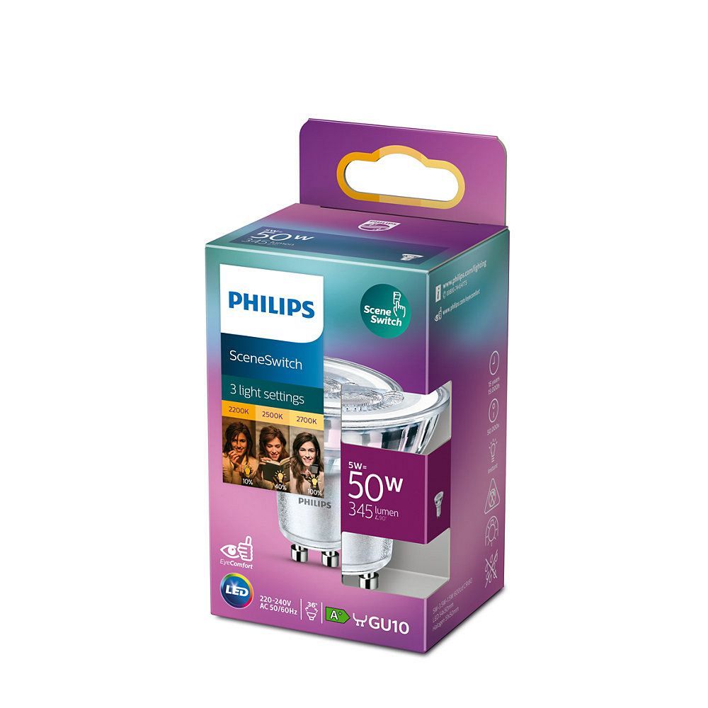 Philips spot 4,8W GU10 3-standen LED