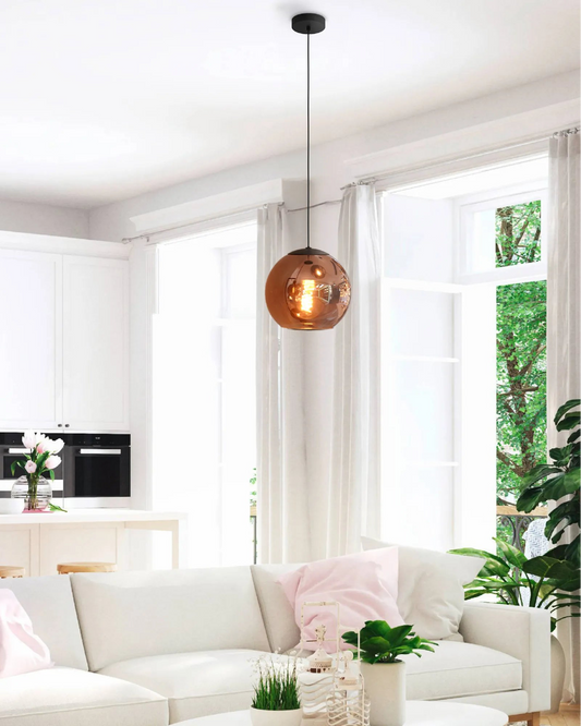 Hanglamp glas koper 30cm E27 18390089