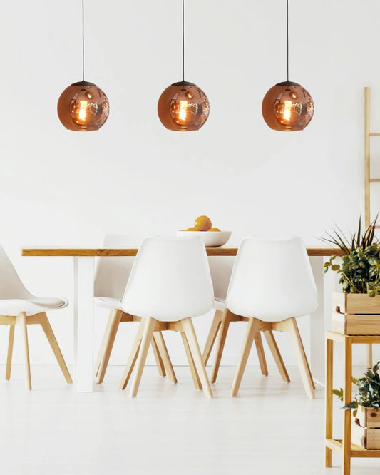 Hanglamp glas koper 3-lichts E27 18390095