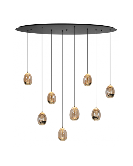 Hanglamp Egg goud ovaal 8-lichts