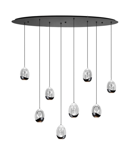 Hanglamp Egg helder ovaal 8-lichts