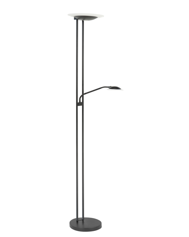 Vloerlamp Biarritz met leeslamp zwart