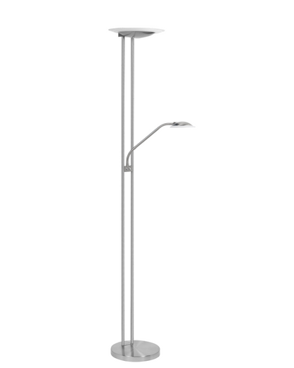 Vloerlamp Biarritz met leeslamp nikkel