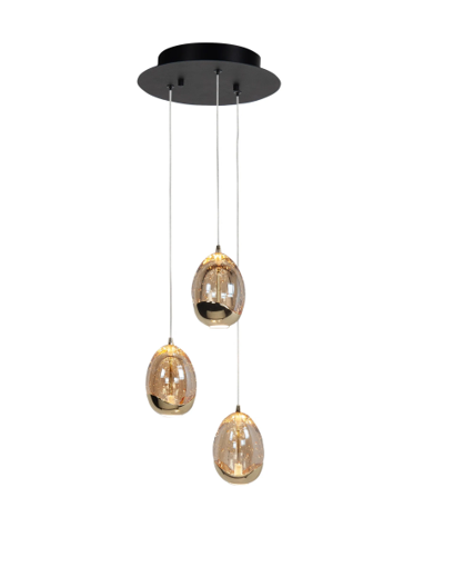 Hanglamp Egg goud rond 3-lichts