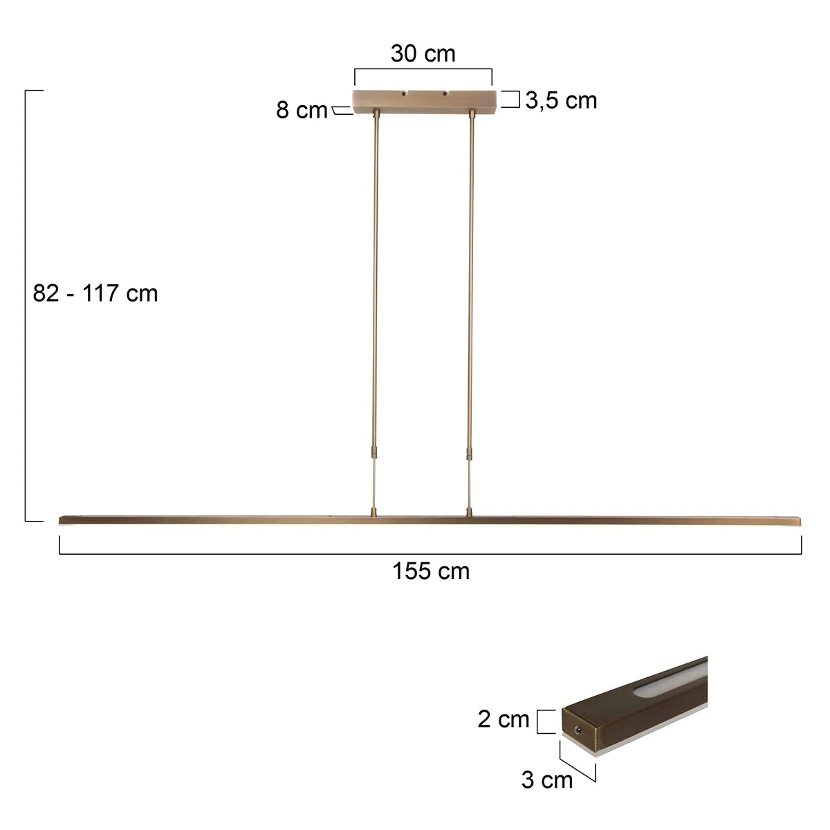 Hanglamp Zelena brons 155cm