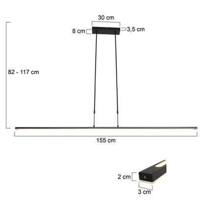Hanglamp Zelena zwart 155cm