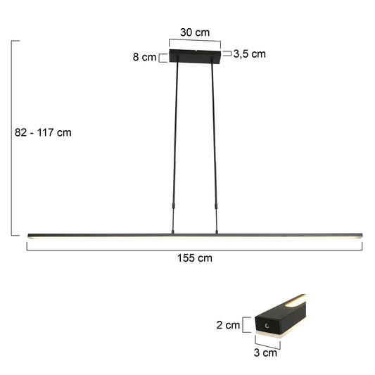 Hanglamp Zelena zwart 155cm