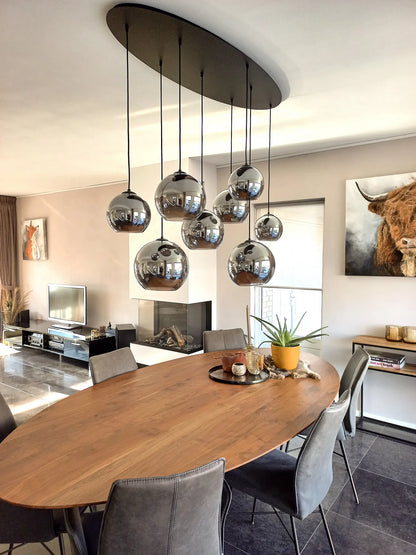 Hanglamp ovaal smoke bollen 8-lichts