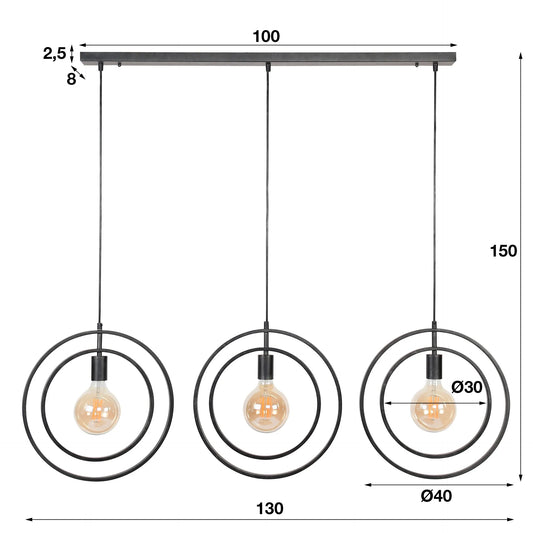 Hanglamp turn around 3-lichts